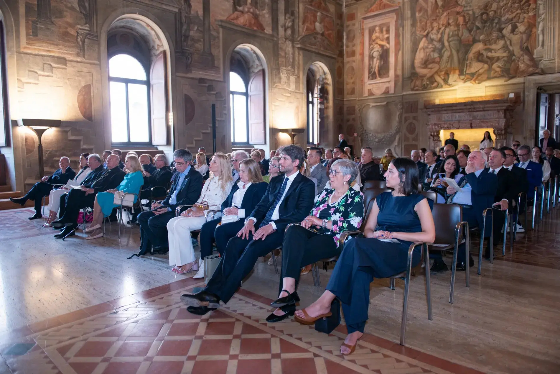 Audience at “L’infinito negli occhi – Enrico Medi” event at Palazzo della Cancelleria in Rome